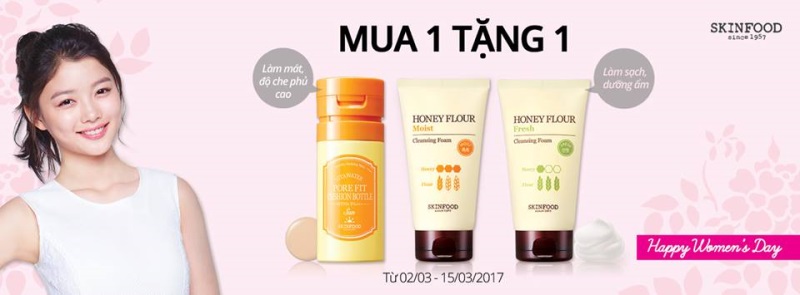 Từ 02/03 - 15/03/2017, Skin Food áp dụng chương trình khuyến mãi chỉ mua 1 tặng 1 - Ảnh 1 Từ 02/03 - 15/03/2017, Skin Food áp dụng chương trình khuyến mãi chỉ mua 1 tặng 1 - Ảnh 1