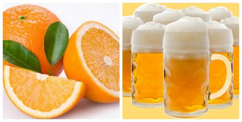 Bia và cam là 2 nguyên liệu dùng để tắm trắng hiệu quả.