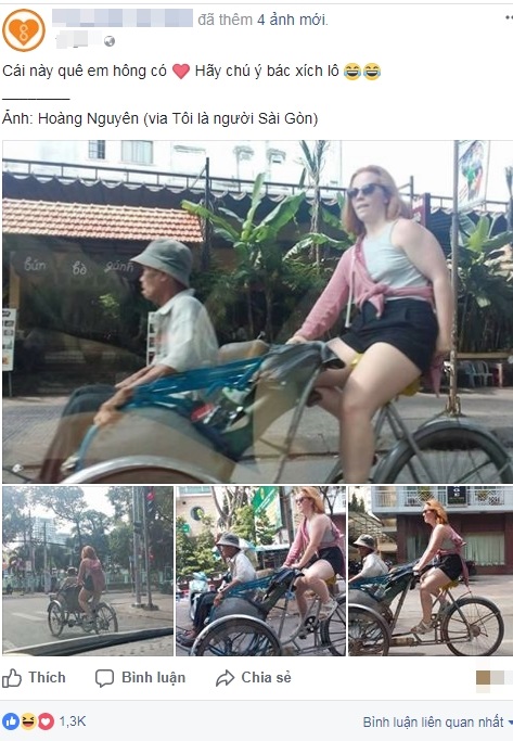 Hình ảnh đẹp: Thấy bác xích lô già yếu, cô gái Tây chở ông đi dạo khắp đường phố Sài Gòn