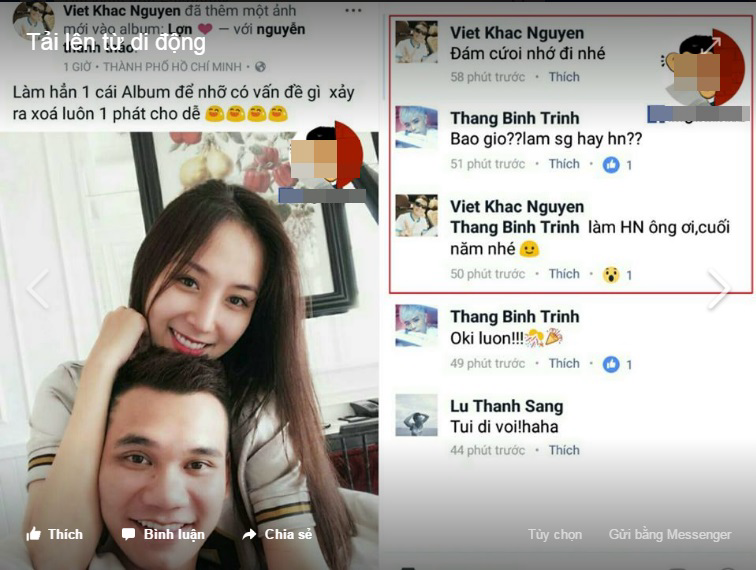 Khắc Việt khoe bạn gái trên trang cá nhân - Ảnh: Internet