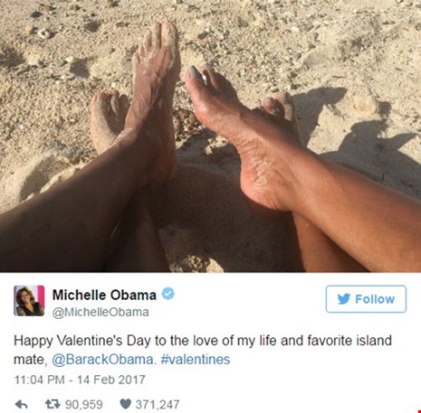 Vợ chồng Obama nhắn nhủ tình tứ ngày Valentine - Ảnh 2