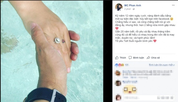 Kỷ niệm 12 năm ngày cưới, MC Phan Anh sửng sốt vì vợ bất ngờ hủy kết bạn trên Facebook - Ảnh 2
