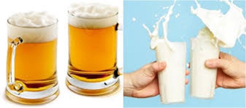 Bia và sữa tươi là 2 nguyên liệu giúp da trắng hồng rạng rỡ. 