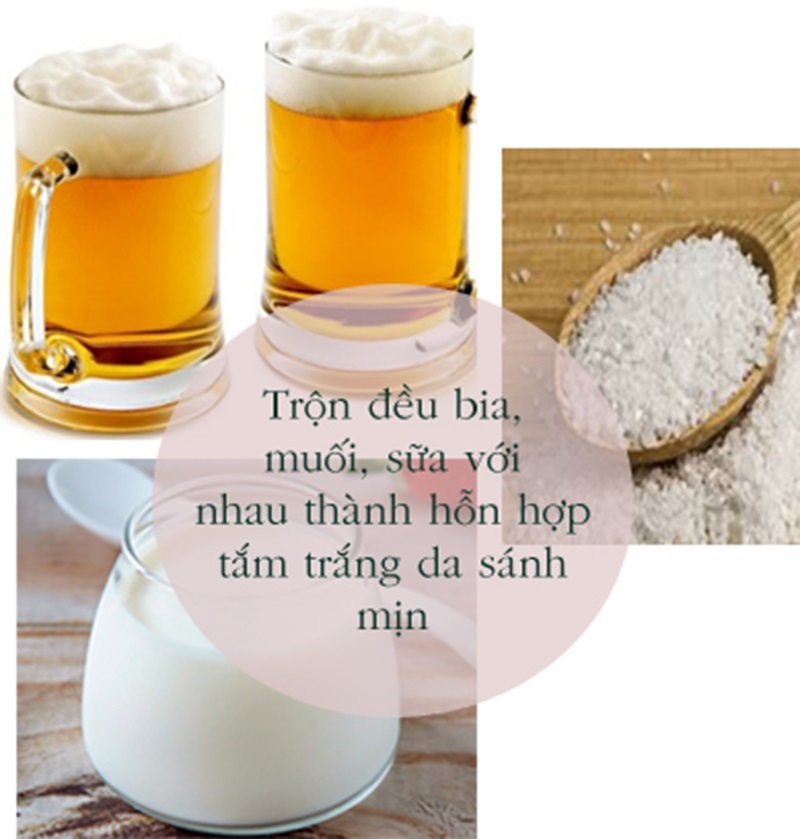 Hỗn hợp tắm trắng bằng bia và sữa tươi. Hỗn hợp tắm trắng bằng bia và sữa tươi.