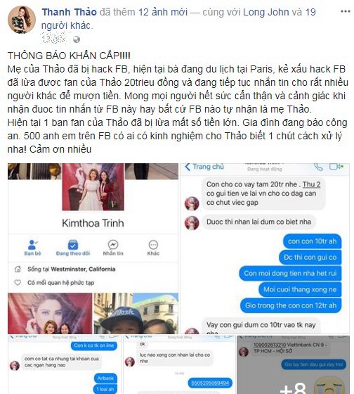 Đã tìm ra danh tính kẻ xấu hack Facebook mẹ ca sĩ Thanh Thảo lừa fan hàng trăm triệu đồng - Ảnh 1
