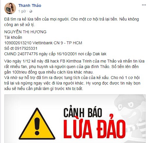 Đã tìm ra danh tính kẻ xấu hack Facebook mẹ ca sĩ Thanh Thảo lừa fan hàng trăm triệu đồng - Ảnh 5